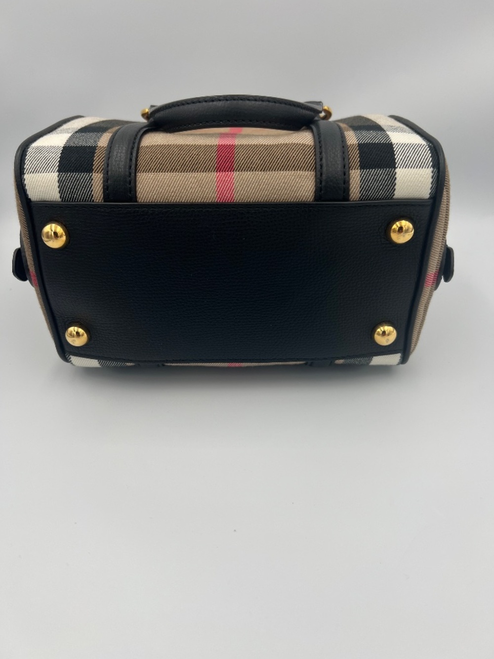 BURBERRY House Check Derby Calfskin Small Alchester Bowling Bag in Black - Picture 10 of 16